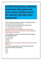 UA STAR HVACR Mastery Certification Practice Exam 100 Questions And Correct Answers &lpar;Verified Answers&rpar; Plus Rationales 2026 Q&A Instant Download Pdf