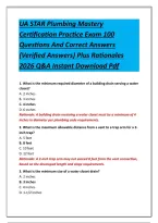 UA STAR Plumbing Mastery Certification Practice Exam 100 Questions And Correct Answers &lpar;Verified Answers&rpar; Plus Rationales 2026 Q&A Instant Download Pdf