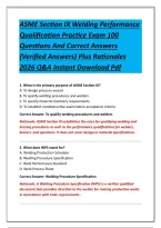 ASME Section IX Welding Performance Qualification Practice Exam 100 Questions And Correct Answers &lpar;Verified Answers&rpar; Plus Rationales 2026 Q&A Instant Download Pdf