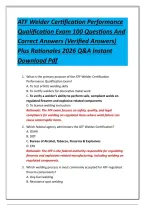 ATF Welder Certification Performance Qualification Exam 100 Questions And Correct Answers &lpar;Verified Answers&rpar; Plus Rationales 2026 Q&A Instant Download Pdf