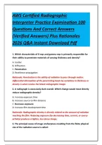 AWS Certified Radiographic Interpreter Practice Examination 100 Questions And Correct Answers &lpar;Verified Answers&rpar; Plus Rationales 2026 Q&A Instant Download Pdf