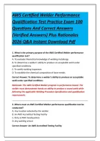AWS Certified Welder Performance Qualification Test Practice Exam 100 Questions And Correct Answers &lpar;Verified Answers&rpar; Plus Rationales 2026 Q&A Instant Download Pdf