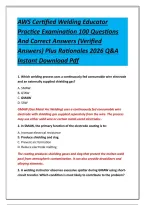 AWS Certified Welding Educator Practice Examination 100 Questions And Correct Answers &lpar;Verified Answers&rpar; Plus Rationales 2026 Q&A Instant Download Pdf