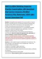 AWS Certified Welding Inspector Practice Examination 100 Questions And Correct Answers &lpar;Verified Answers&rpar; Plus Rationales 2026 Q&A Instant Download Pdf