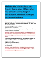 AWS Certified Welding Supervisor Practice Examination 100 Questions And Correct Answers &lpar;Verified Answers&rpar; Plus Rationales 2026 Q&A Instant Download Pdf