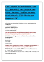 CWB Certified Welder Practice Exam &lpar;US Operations&rpar; 100 Questions And Correct Answers &lpar;Verified Answers&rpar; Plus Rationales 2026 Q&A Instant Download Pdf