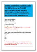 TIG Pipe Welding Certification GTAW Pipe 6G Performance Test 100 Questions And Correct Answers &lpar;Verified Answers&rpar; Plus Rationales 2026 Q&A Instant Download Pdf