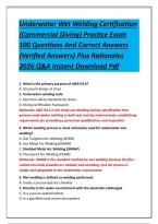 Underwater Wet Welding Certification &lpar;Commercial Diving&rpar; Practice Exam 100 Questions And Correct Answers &lpar;Verified Answers&rpar; Plus Rationales 2026 Q&A Instant Download Pdf