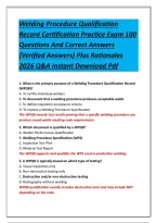 Welding Procedure Qualification Record Certification Practice Exam 100 Questions And Correct Answers &lpar;Verified Answers&rpar; Plus Rationales 2026 Q&A Instant Download Pdf