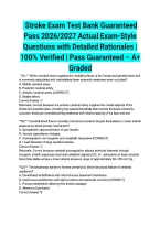 Stroke Exam Test Bank Guaranteed Pass 2026&sol;2027 Actual Exam-Style Questions with Detailed Rationales &vert; 100&percnt; Verified &vert; Pass Guaranteed &ndash; A&plus; Graded