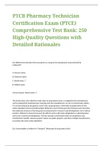 PTCB Pharmacy Technician Certification Exam &lpar;PTCE&rpar; Comprehensive Test Bank  250 High-Quality Questions with Detailed Rationales