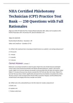 NHA Certified Phlebotomy Technician &lpar;CPT&rpar; Certification Exam Preparation Practice Test Bank Featuring 250 Questions with Full Rationales Covering Venipuncture Techniques&comma; Blood Collection Procedures&comma; Specimen Processing&comma; Patient Identification&comma; Laboratory