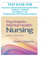 Test Bank for Psychiatric-Mental Health Nursing 9th Edition by Sheila L&period; Videbeck All Chapters &lpar;1-24&rpar; LATEST UPDATE 2025