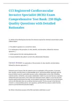 CCI Registered Cardiovascular Invasive Specialist RCIS Exam Comprehensive Test Bank Covering Cardiovascular Anatomy&comma; Hemodynamics&comma; Cardiac Catheterization&comma; Interventional Procedures&comma; and Patient Safety