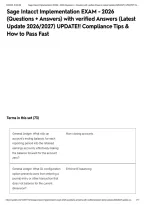 Sage Intacct Implementation EXAM - 2026 &lpar;Questions &plus; Answers&rpar; with verified Answers &lpar;Latest Update 2026&sol;2027&rpar; UPDATE&excl;&excl; Compliance Tips & How to Pass Fast&NewLine;&NewLine;&NewLine;
