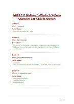 NURS 311 Midterm 1 &lpar;Weeks 1-5&rpar; Exam&NewLine;Questions and Correct Answers