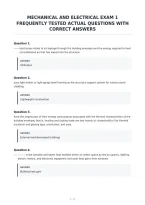 Mechanical And Electrical Exam 1&NewLine;Frequently Tested Actual Questions With&NewLine;Correct Answers&NewLine;