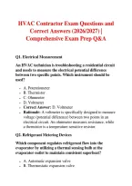 HVAC Contractor Exam Questions and&NewLine;Correct Answers &lpar;2026&sol;2027&rpar; &vert;&NewLine;Comprehensive Exam Prep Q&A