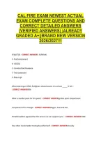 Cal Fire Exam Newest Actual &NewLine;Exam Complete Questions And &NewLine;Correct Detailed Answers &NewLine;&lpar;Verified Answers&rpar; &vert;Already &NewLine;Graded A&plus;&vert;&vert;Brand New Version &NewLine;2026&sol;2027&excl;&excl;&excl; 