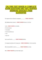 Cal Fire Test Grade A&plus; Complete &NewLine;Exam Questions And 100&percnt; Verified &NewLine;Answers &lpar;2026&sol;2027&rpar; Pass &NewLine;Guarantee 