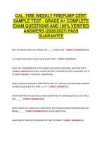Cal&period; Fire Weekly Firepump Cert&period; &NewLine;Sample Test - Grade A&plus; Complete &NewLine;Exam Questions And 100&percnt; Verified &NewLine;Answers &lpar;2026&sol;2027&rpar; Pass &NewLine;Guarantee