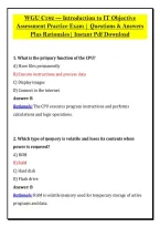 WGU C182 &mdash; Introduction to IT Objective &NewLine;Assessment Practice Exam &vert; Questions & Answers &NewLine;Plus Rationales&vert; Instant Pdf Download 