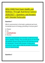 WGU D440 Final Exam Health and Wellness Through Nutritional Science 2026&sol;2027 &ndash; Questions and Answers with Detailed Rationales