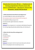 Chamberlain University NR 224 &mdash; Fundamentals of &NewLine;Nursing Comprehensive Practice Exam with &NewLine;Answers and Rationales &vert; Questions & Answers Plus &NewLine;Rationales&vert; Instant Pdf Download