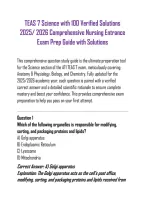 TEAS 7 Science with 100 Verified Solutions 2025&sol; 2026 Comprehensive Nursing Entrance Exam Prep Guide with Solutions