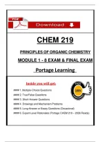 Chem 219 Principles Of Organic Chemistry Module 1 - 8 Final Exam &vert; Actual Questions and Answers &lpar;Verified Answers&rpar; &vert; Already Graded A&plus; &vert; Latest &lpar;2026&sol;2027&rpar; Updated Version &lbrace;JUST RELEASED&rcub; - Portage Learning