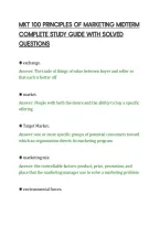 Mkt 100 Principles Of Marketing Midterm&NewLine;Complete Study Guide With Solved&NewLine;Questions