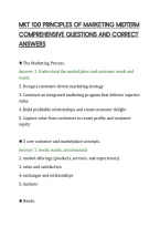 Mkt 100 Principles Of Marketing Midterm&NewLine;Comprehensive Questions And Correct&NewLine;Answers