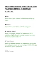 Mkt 100 Principles Of Marketing Midterm&NewLine;Practice Questions And Detailed&NewLine;Solutions