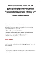 Homeland Security & Terrorism Prevention Exam 2026&colon;&NewLine;Comprehensive University & College Practice Test &mdash; 190 Original&NewLine;Multiple-Choice Questions with Correct Answers & Detailed&NewLine;Rationales Covering Threat Assessment&comma; Counterterrorism&NewLine;Strategies&comma; Intellige