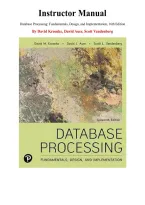 Database Processing&colon; Fundamentals&comma; Design&comma; and Implementation&comma; 16th edition &mdash; by David Kroenke&comma; David Auer&comma; Scott Vandenberg &vert; Complete Instructor Manual &lpar;Ch&period; 1-13&rpar;