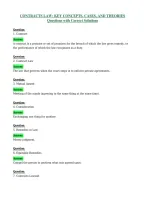 CONTRACTS LAW KEY CONCEPTS&comma; CASES&comma; AND THEORIES Questions with Correct Solutions