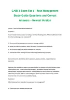 CAIB 3 &ndash; Exam Set 6&colon; Risk Management &ndash; Study Guide Questions and Correct Answers&comma; Newest Version
