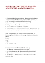 NERC EXAM WITH VERIFIED QUESTIONS &NewLine;AND ANSWERS&vert;&vert; ALREADY GRADED A&plus; NERC EXAM WITH VERIFIED QUESTIONS &NewLine;AND ANSWERS&vert;&vert; ALREADY GRADED A&plus; &NewLine;If a system operator is required to control its transmission facilities on a pre&NewLine;contingency basis which of the foll