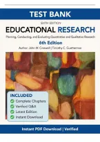  Educational Research Planning&comma; Conducting&comma; and Evaluating Quantitative and Qualitative Research 6th Edition TEST BANK  By John Creswell&comma; Timothy Guetterman  &lpar;All Chapters 1-17 &comma; 100&percnt; Original Verified&comma; A&plus; Grade&rpar;