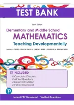 Test Bank For Elementary and Middle School Mathematics&colon; Teaching Developmentally &ndash; 10th Edition by John A&period; Van de Walle &vert; All Chapters 
