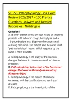 SCI 225 Pathophysiology Final Exam Review 2026&sol;2027 &ndash; 100 Practice Questions&comma; Answers and Detailed Rationales &vert; Nightingale