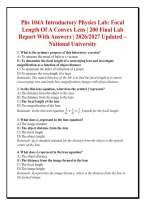 Phs 104A Introductory Physics Lab&colon; Focal &NewLine;Length Of A Convex Lens &vert; 200 Final Lab &NewLine;Report With Answers &vert; 2026&sol;2027 Updated &ndash; &NewLine;National University 