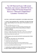 Nur 230 Maternal Exam 3 200 Actual &NewLine;Questions And Answers 2026&sol;2027 Review &vert; &NewLine;Galen College Of Nursing Postpartum &NewLine;Recovery &bull; Maternal Complications &bull; &NewLine;Lactation &bull; Newborn Care