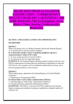 NRCME &lpar;DOT&rpar; MEDICAL EXAMINER &NewLine;CERTIFICATION &ndash; COMPREHENSIVE &NewLine;PRACTICE BANK &lpar;SET 1&colon; QUESTIONS 1&ndash;200&rpar; &NewLine;CORE DOMAINS&colon; FMCSA Regulations&comma; Driver &NewLine;History&comma; Vision&comma; Hearing&comma; Cardiovascular&comma; &NewLine;Respiratory 