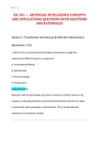 Aic 301 &mdash; Artificial Intelligence Concepts&NewLine;And Applications Questions With Solutions&NewLine;And Rationales
