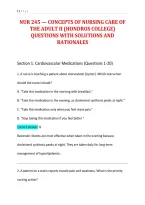 Nur 245 &mdash; Concepts Of Nursing Care Of&NewLine;The Adult Ii &lpar;Hondros College&rpar;&NewLine;Questions With Solutions And&NewLine;Rationales