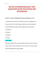 Nr 283 Pathophysiology Test&NewLine;Questions With Solutions And&NewLine;Rationales