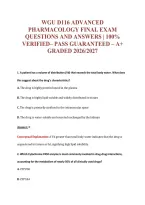 Wgu D116 Advanced&NewLine;Pharmacology Final Exam&NewLine;Questions And Answers &vert; 100&percnt;&NewLine;Verified&ndash; Pass Guaranteed &ndash; A&plus;&NewLine;Graded 2026&sol;2027