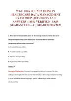 Wgu D116 Foundations In&NewLine;Healthcare Data Management&NewLine;Exam Prep Questions And&NewLine;Answers &vert; 100&percnt; Verified&ndash; Pass&NewLine;Guaranteed &ndash; A&plus; Graded 2026&sol;2027