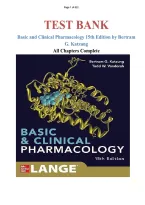 Test Bank for Basic and Clinical Pharmacology 15th Edition by Bertram G&period; Katzung &comma; Anthony J&period; Trevor&period; All chapters covered&period;